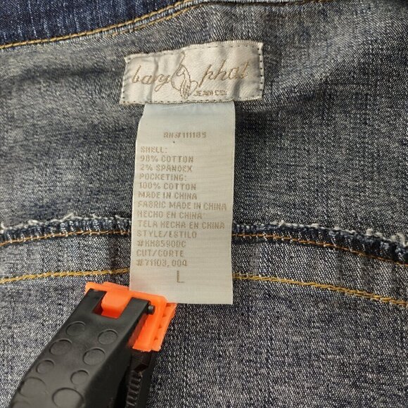 Baby Phat Womens Dark Blue Wash Distressed Customized Cotton Denim Jacket Size L - Picture 11 of 11